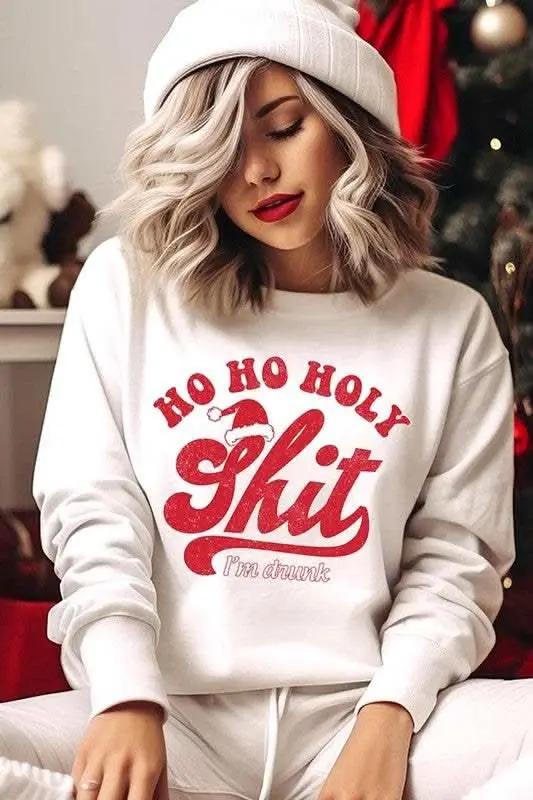 Ho Ho Ho Holy Shit Graphic Fleece Sweatshirts - Love Salve